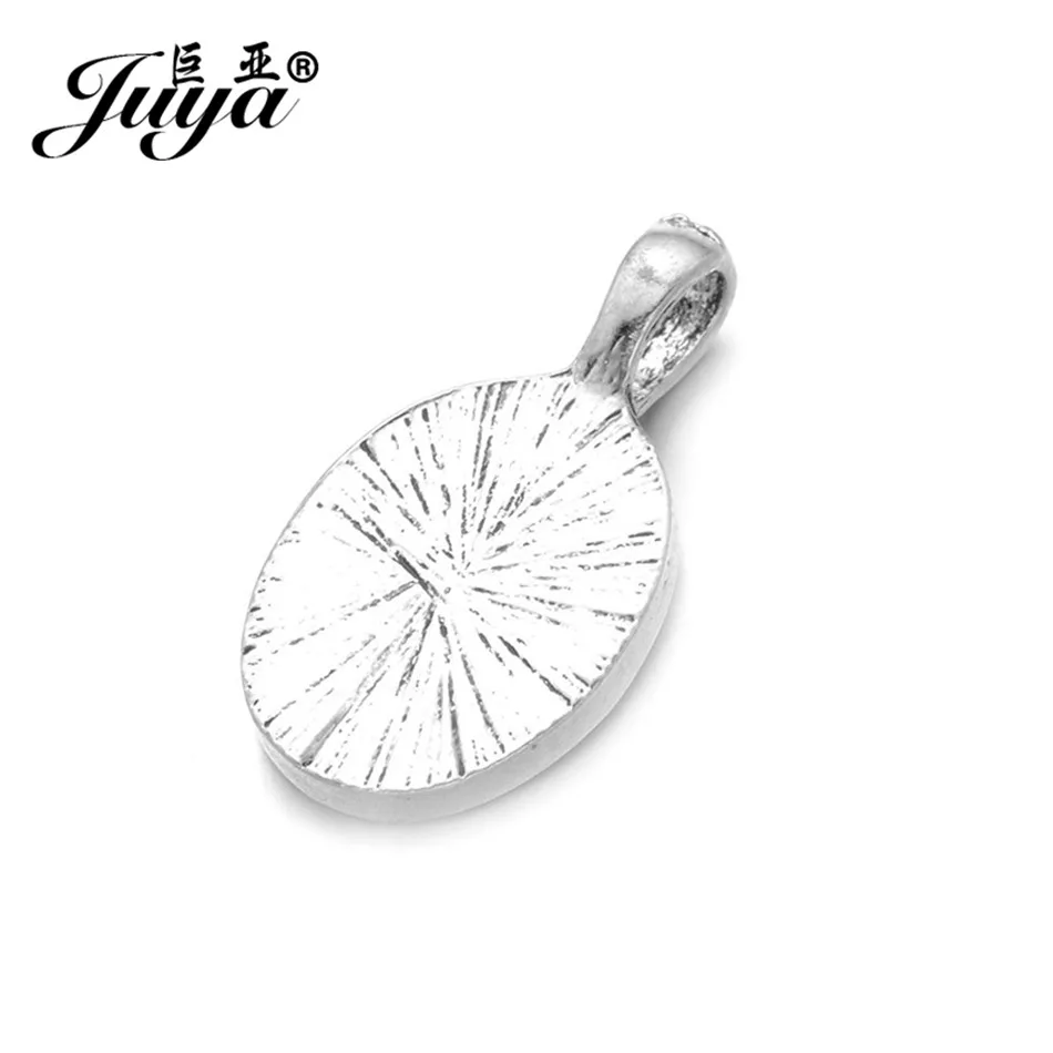 JUYA 30 teile/los Fit 10x14mm Oval Glas Anhänger Blank Einstellungen Cabochons Basen Lünette Tabletts DIY Halskette schmuck Machen Zubehör – Detail 3