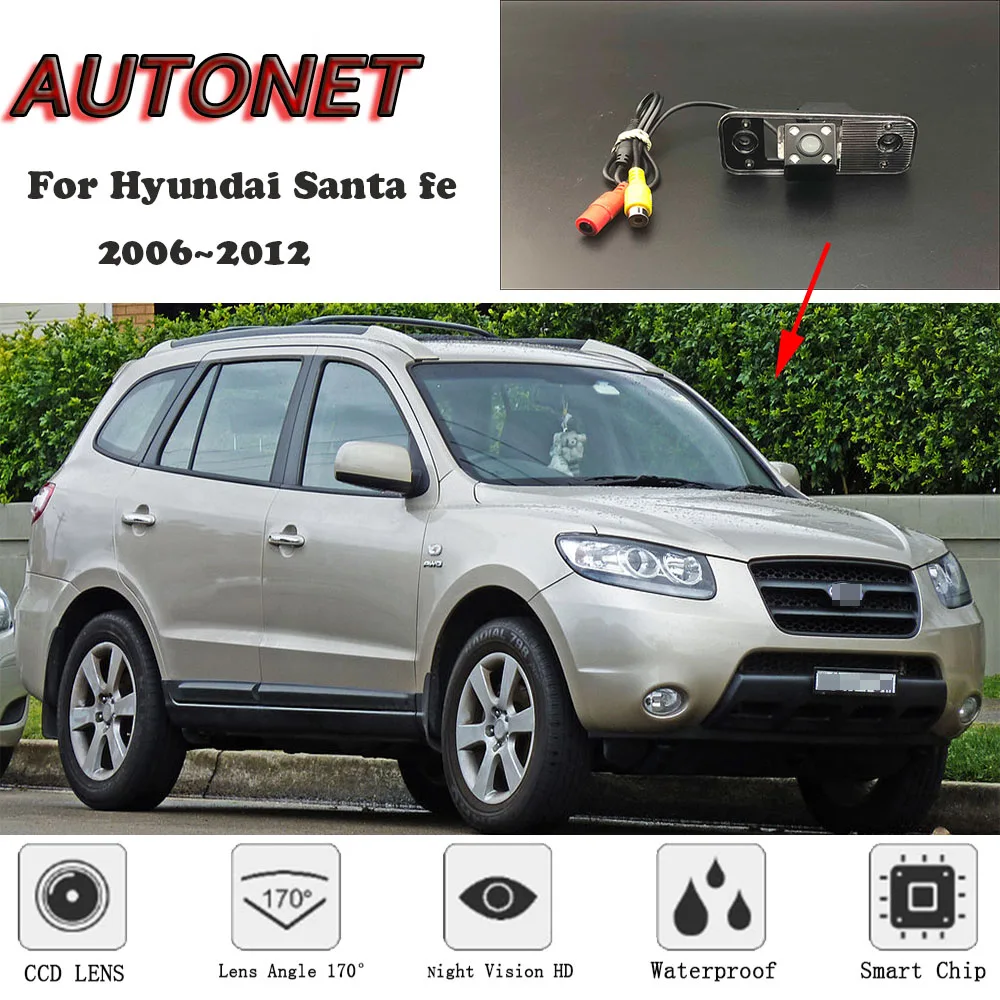 

AUTONET HD Night Vision Backup Rear View camera For Hyundai Santa fe 2006~2012 CCD/license plate Camera or Bracket