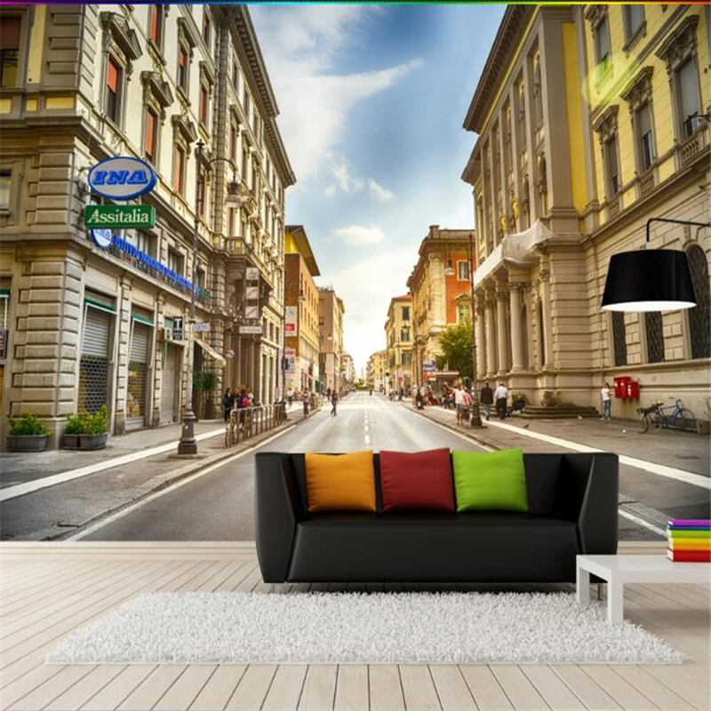 

wellyu papel de parede Custom wallpaper Beautiful fantasy European town city street mural TV backdrop papel de parede