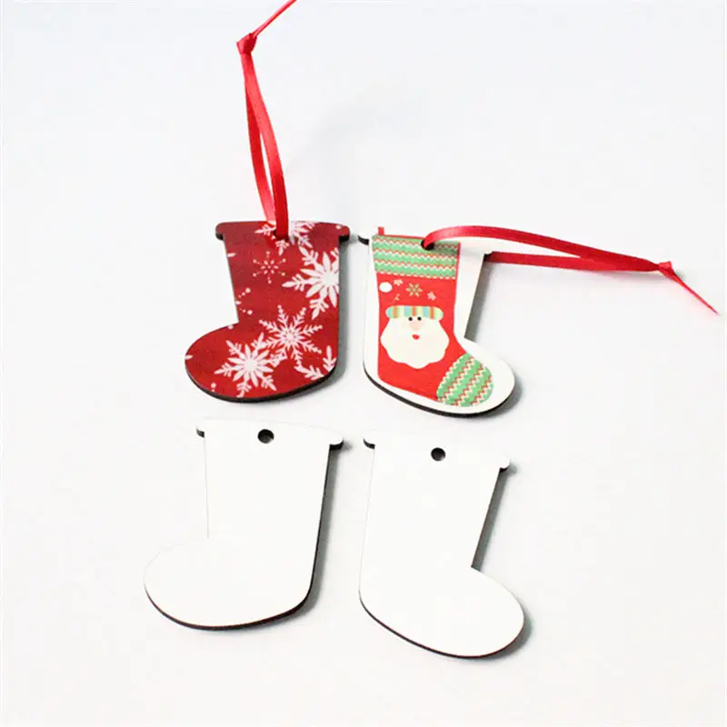 sublimation mdf blank christmas charm snow Santa Claus Double bell heart Transfer printing 10 styles xmas gifts 100pcs/lot