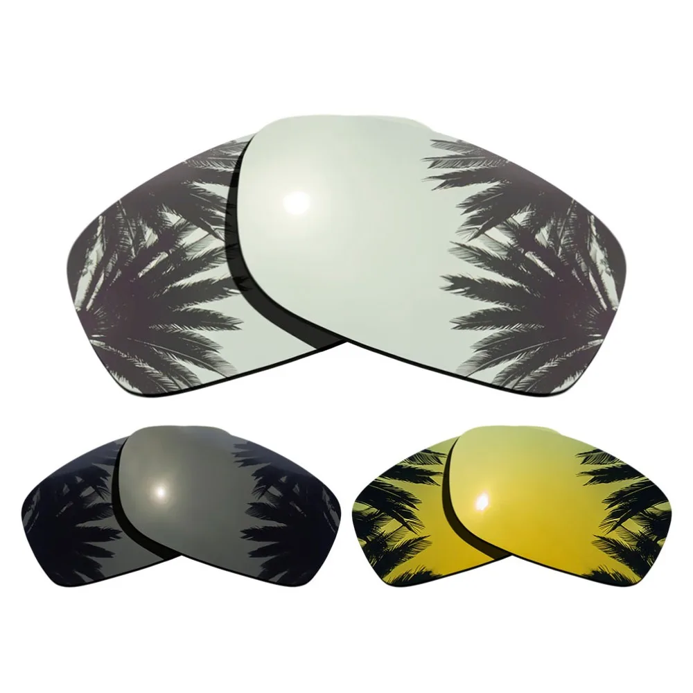 

(Silver+Black+24K Gold Mirrored Coating) 3-Pairs Polarized Replacement Lenses for Fives Squared 100% UVA & UVB Protection