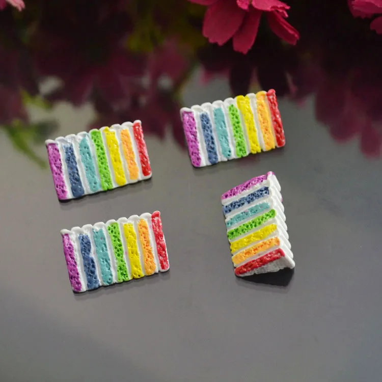 10pcs  Resin stereoscopic rainbow cake Cream following pencil case receive a case accessories diy cake Japanese food