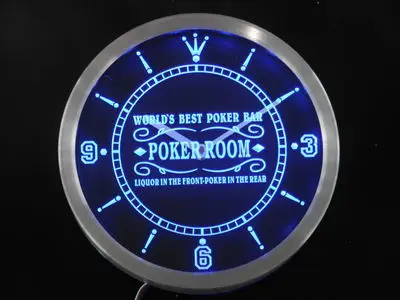 nc0454 Best Poker Room Liquor in Front Bar Beer Neon Light Signs LED Wall Clock