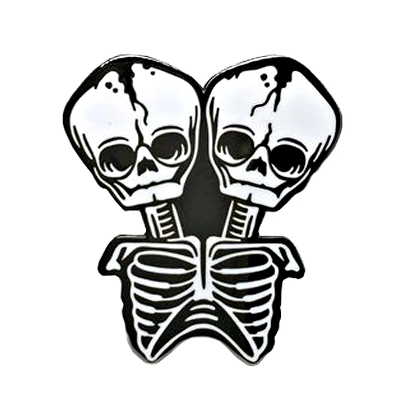 Broche de esqueleto articulado, varillas, Calavera, muerte, pin, accesorio de arte gótico negro, regalo de Halloween