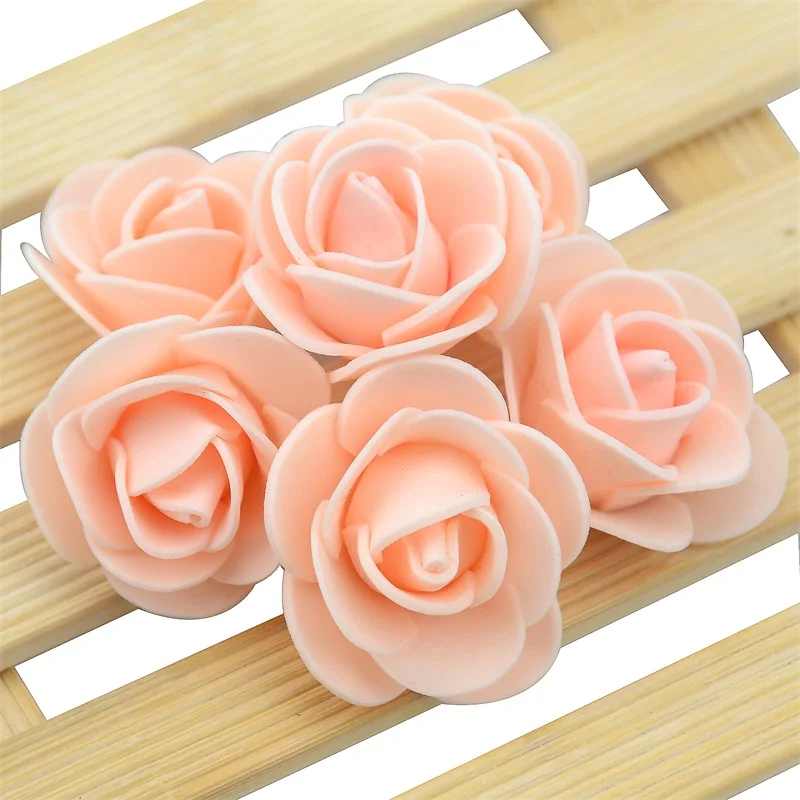 500pcs Mini Artificial PE Foam Rose Flower Head About 3.0cm For Handmade DIY Wedding Home Decoration Party Supplies Wreath Craft