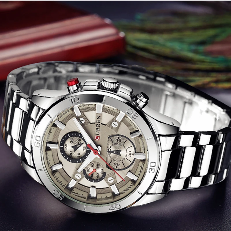 Hot Fashion Full Stainless Steel Watches Top Brand CURREN Casual Mens Watch Analog Sport Wristwatch Quartz Clock