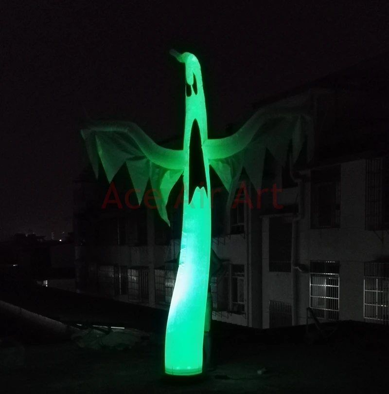 Portable Halloween Yard LED Decoration Inflatable Ghost Replica with Base of 4 Wheels and Air Blower