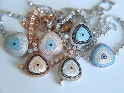 Girl AAA+ Elegant 3mm CZ Tennis Bracelets for Woman White Gold colour evil eye multicolors Cut CZ Wedding Jewelry 6 color