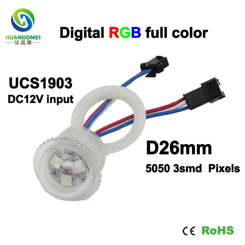 

waterproof addressable 12v 26mm 3LEDs UCS1903 digital smd 5050 rgb led pixel module light full color bulb lamp lighting ad sign