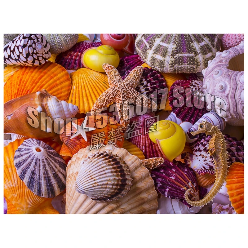 100% DIY Diamond Mosaic Sea Shell Treasures Beach Handmade Diamond Painting Cross Stitch Diamond Embroidery Patterns Rhinestones