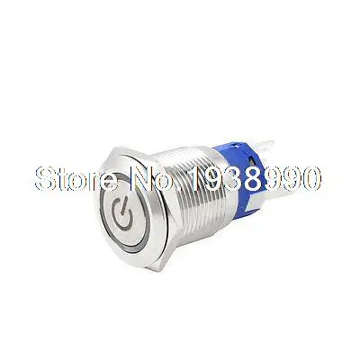 

12V 19mm Yellow LED Light Stainless Steel Self-Locking Push Button Switch