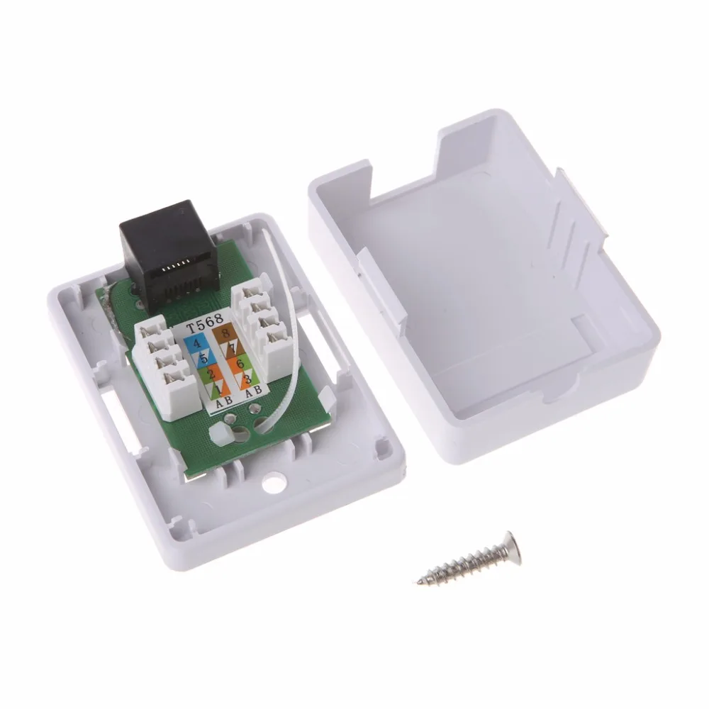 ウォールカプラーアダプター、シールドなしシングルポートデスクトップマウントボックス、cat5e rj45、8p8c、HM-HB01モデル、utp