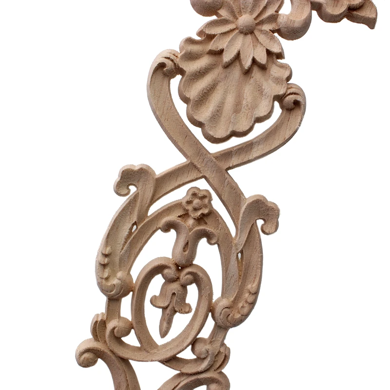 VZLX Wall Classical Vertical Antique Decorative Long Carved Flower Wood Appliques Onlays For Frame Wholesale Garden Furniture