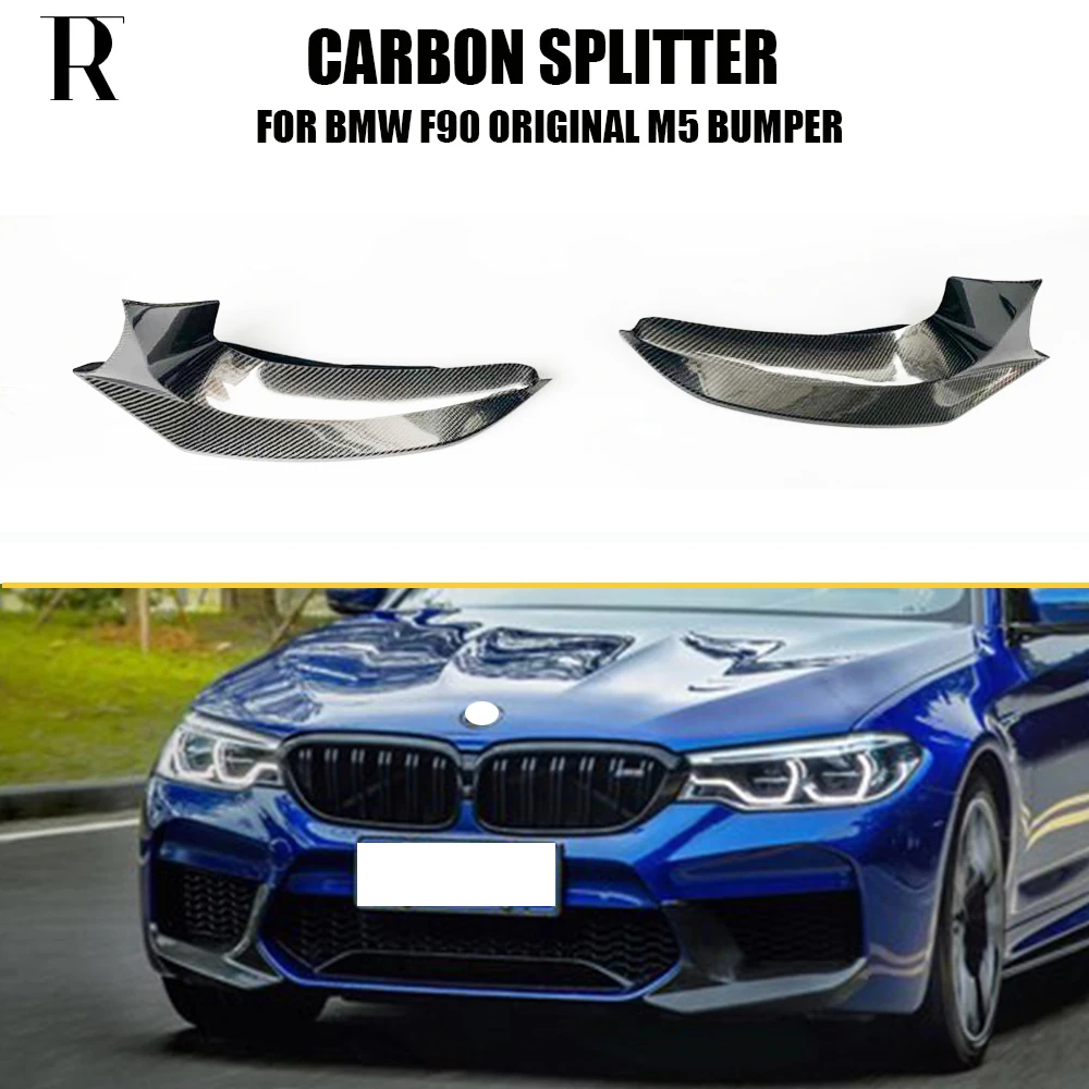 Carbon Fiber Front Bumper Side Splitter Apron for BMW F90 Original M5 2018-2020 Pre-facelift