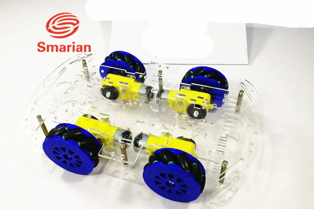 4wd Mecanum Wheel Smart Car Chassis With TT Motor For Arduino Acrylic Plate DIY Intelligent Robot Car Model RC Toy Remote