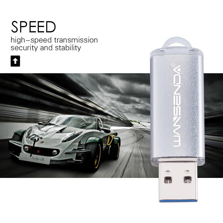 WANSENDA USB 3.0 แฟลชไดรฟ์ไดรฟ์ปากกาโลหะ 256GB 128GB 64GB 32GB 16GB Pendrive ความจุจริง Memory Stick Thumbdrive D301
