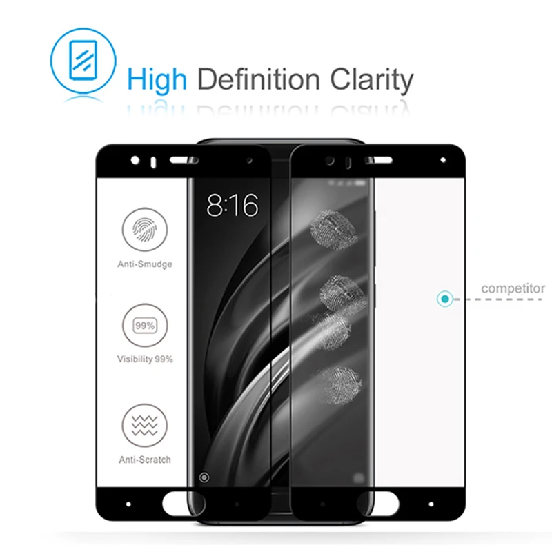 Nicotd For Xiaomi mi 6 Glass Tempered Original For Xiomi 6 M6 Screen Protector Film Full Cover For Xiomi mi6 Tempered Glass Film