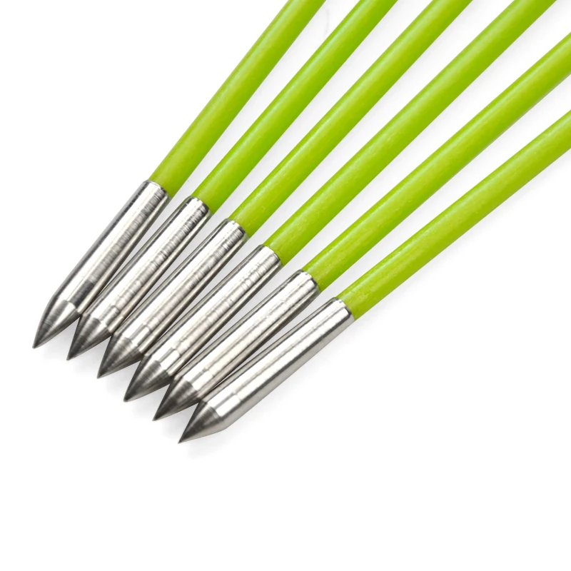 12pcs Spine600 Glassfiber Arrow Rubber Feathers Archery OD:5mm Green Arrow Shaft Outdoor hunting Shooting Accessories