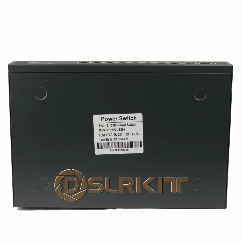 DSLRKIT 250M 10 พอร์ต 8 PoE Switch Injector Power Over Ethernet ภายใน