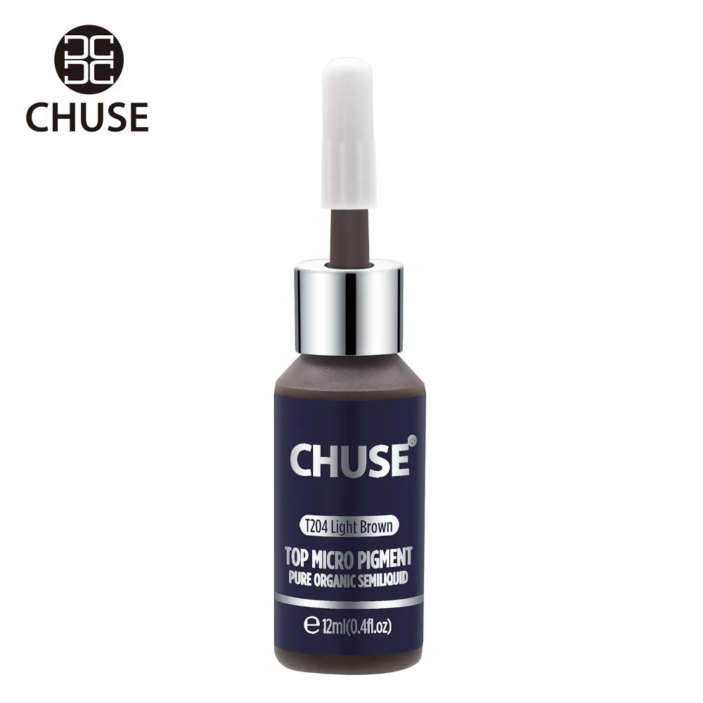 CHUSE Light Brown T204 Permanent Makeup Ink Eyeliner Tattoo Ink Set Eyebrow Microblading Pigment Professional 12ML 0.4oz