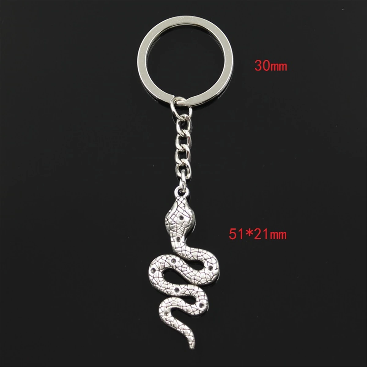 Fashion Keychain 51x21mm Snake Cobra Pendants DIY Men Jewelry Car Key Chain Ring Holder Souvenir For Gift