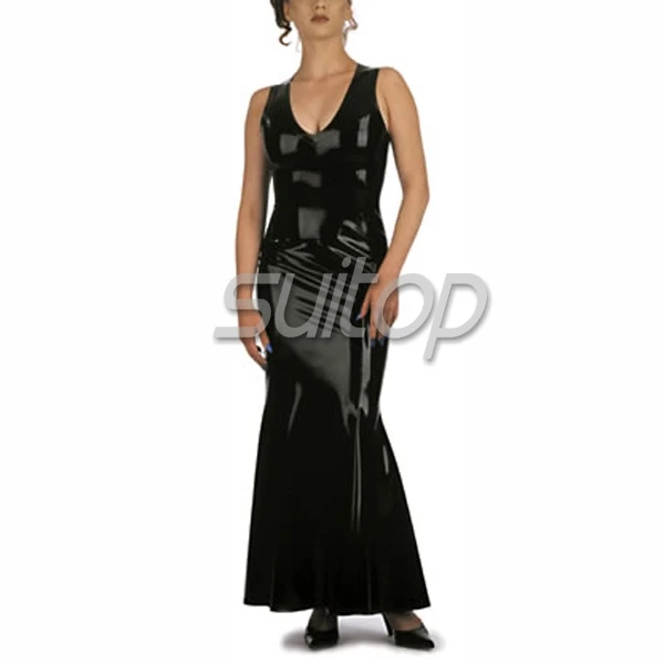 Suitop  sleeveless latex long Dress