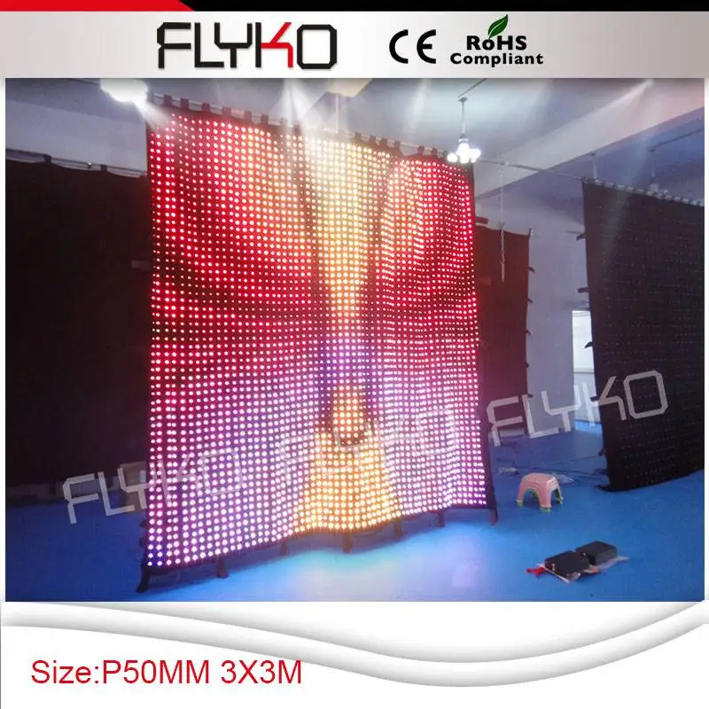 p5 3x3m   rgb full color  led decorative lights curtain light flightcase package