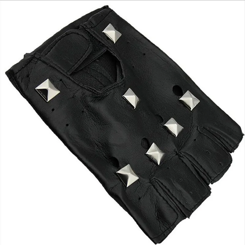 Adult/Child Halloween Carnival Studded Cool Gloves Street Dance Punk Dancing Dew Half Finger Leather G45