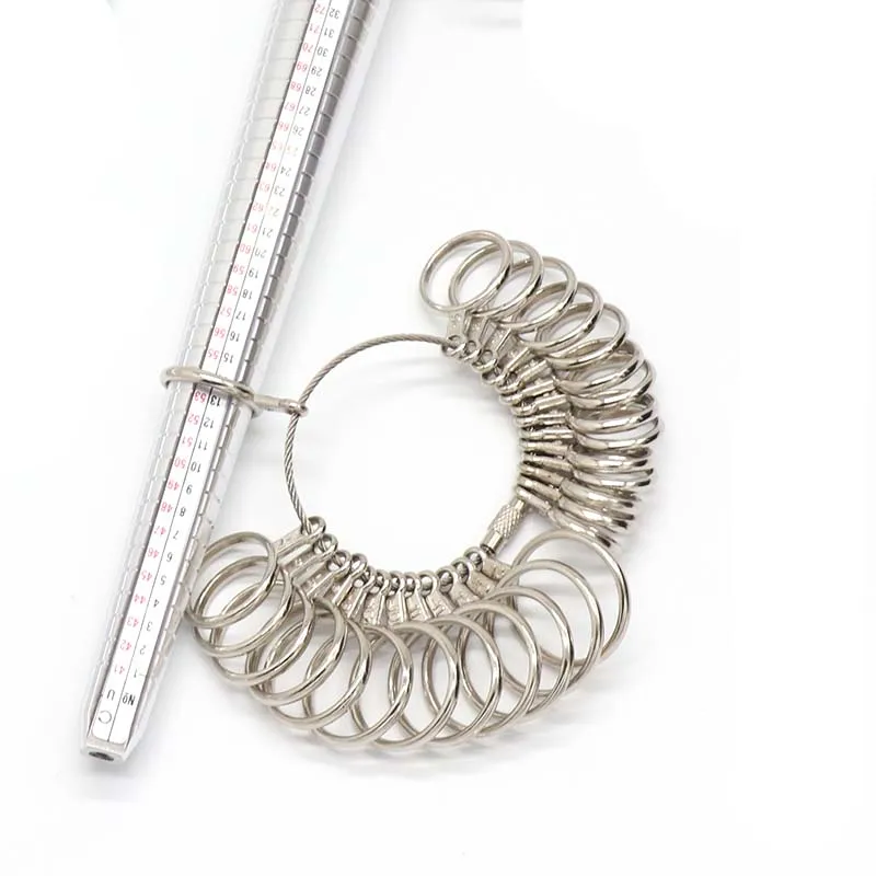 US Metal Ring Size Gauges Measuring Ring with Rings Mandrel Sizer Finger Sizing Measuring Stick Ring Jewelry Tools