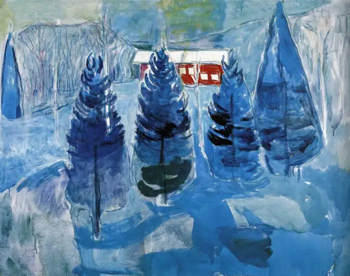 

Oil Painting Reproduction on Linen Canvas,red-house-and-spruces-1927 by Edvard Munch,100% handmade,abstract oil painting