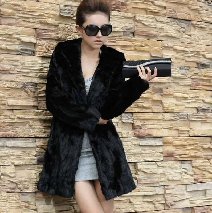 In 2017 new product imitation fur coat long coat High imitation rabbit fur coat imitation fur hooded jacket