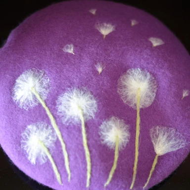 Faramita Holiday Purple Dandelion Romantic Plant Women Manual Wool Beret Originality Decoration Hat Cap Novelty Girls Berets