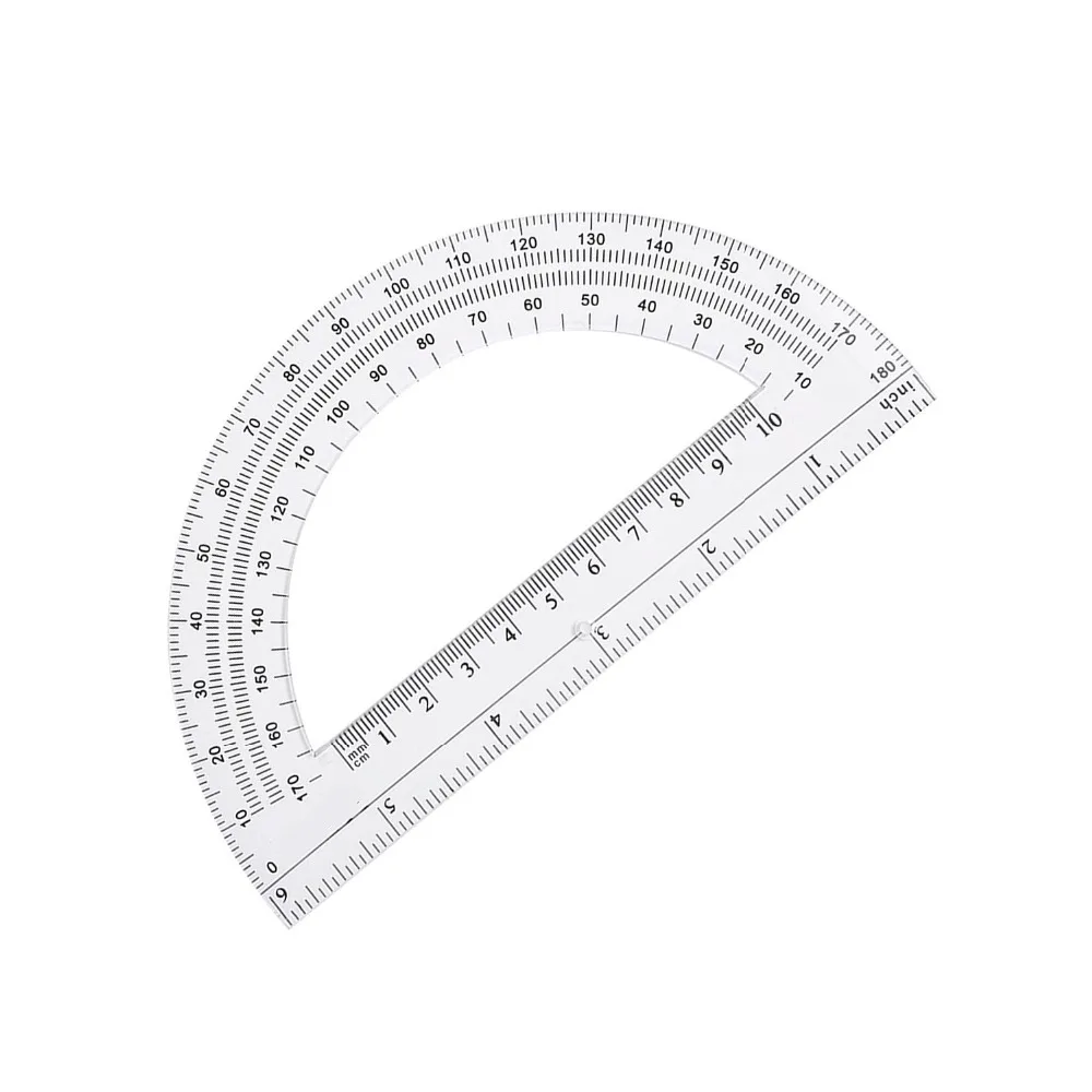 Plastic Protractor 180 Degree, 4 Inch and 6 Inch, Clear, 2 Pieces