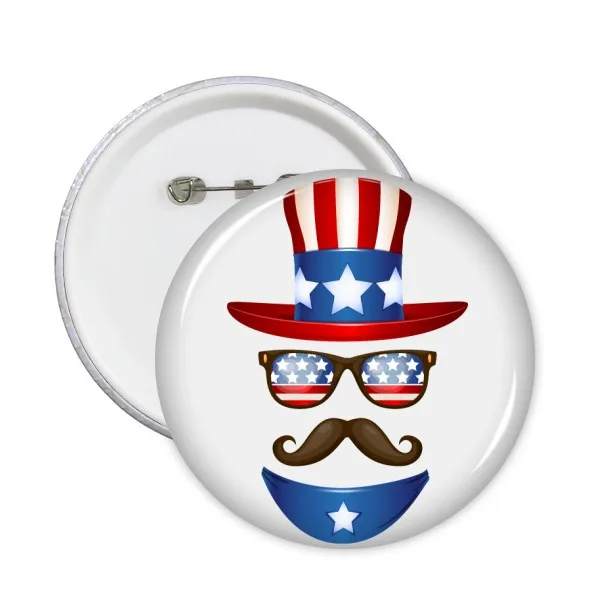 5pcs America Uncle Sam Pattern Round Pin Badge Button Decorate Badges Clothing Patche Kid Gift Brooche