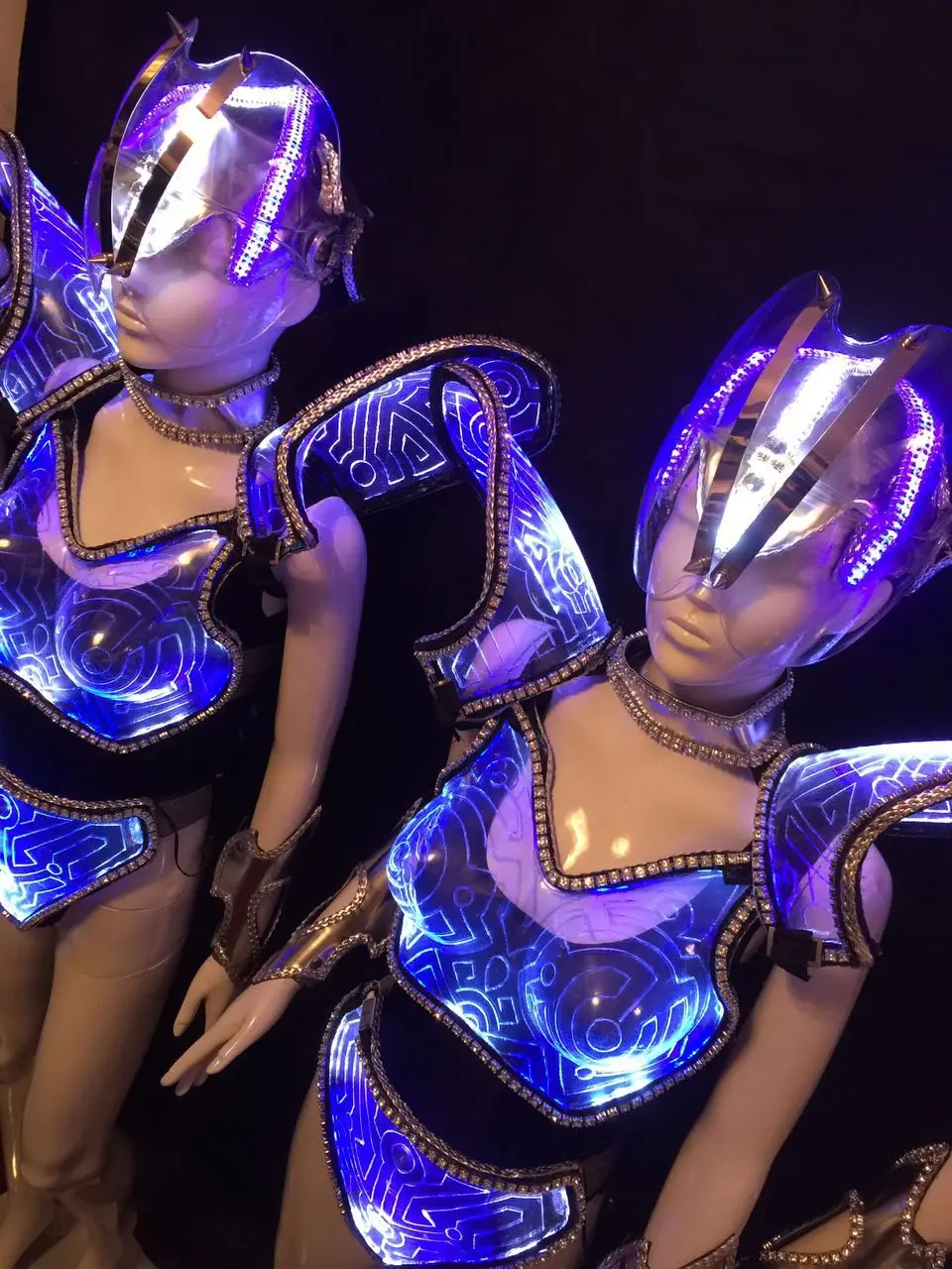 

DHL Free Led Luminous Costume LED DJ Nightclub Party Catwalk Show Party costume Transparent LED light armor Stage Show