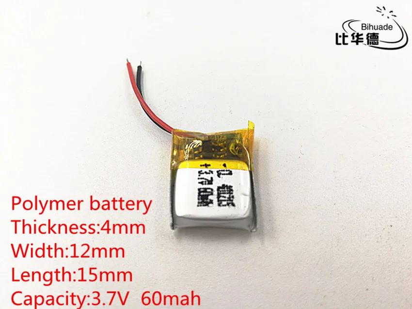 3.7V 60mAh 401215 litowo-polimerowy akumulator li-po li-ion do Mp3 MP4 MP5 GPS