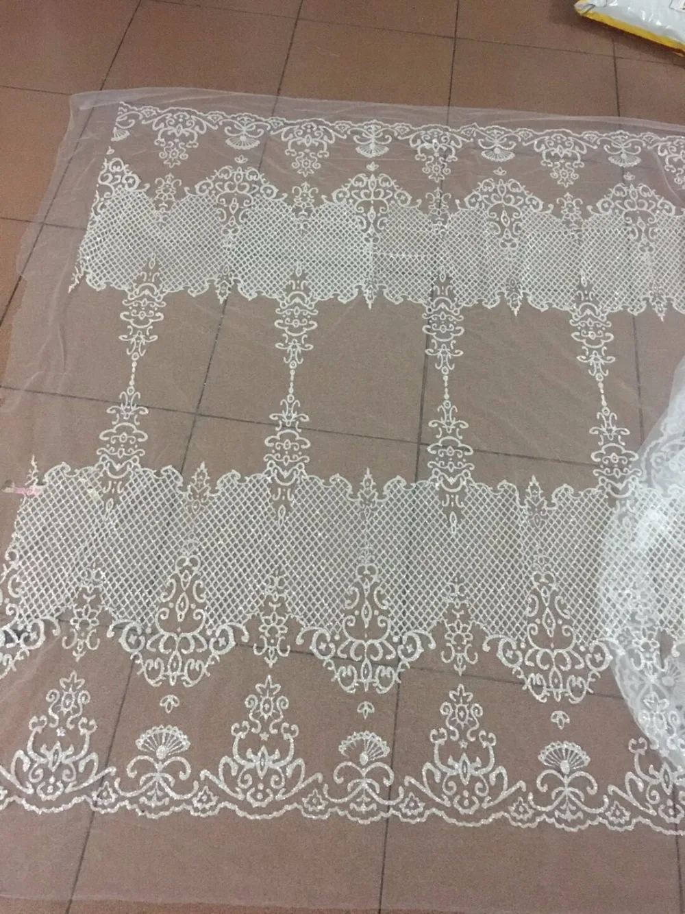 

shinning glued glitter embroidery French tulle lace fabric S-102121 for bridal dress