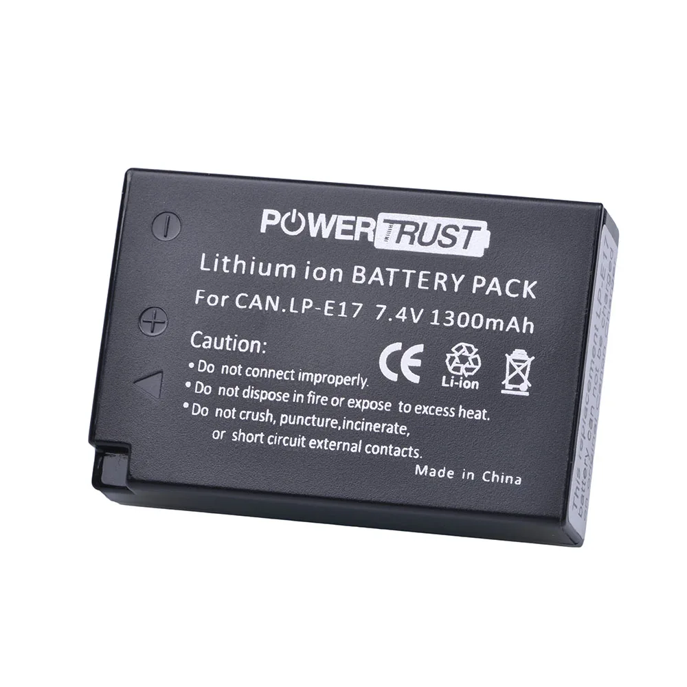 Литий-ионный аккумулятор PowerTrust 1300 мА · ч, LP-E17 LPE17 LP E17 для Canon EOS M3, M5, 750D, 760D, 800D, T6i, T6s, 8000D, Kiss X8i