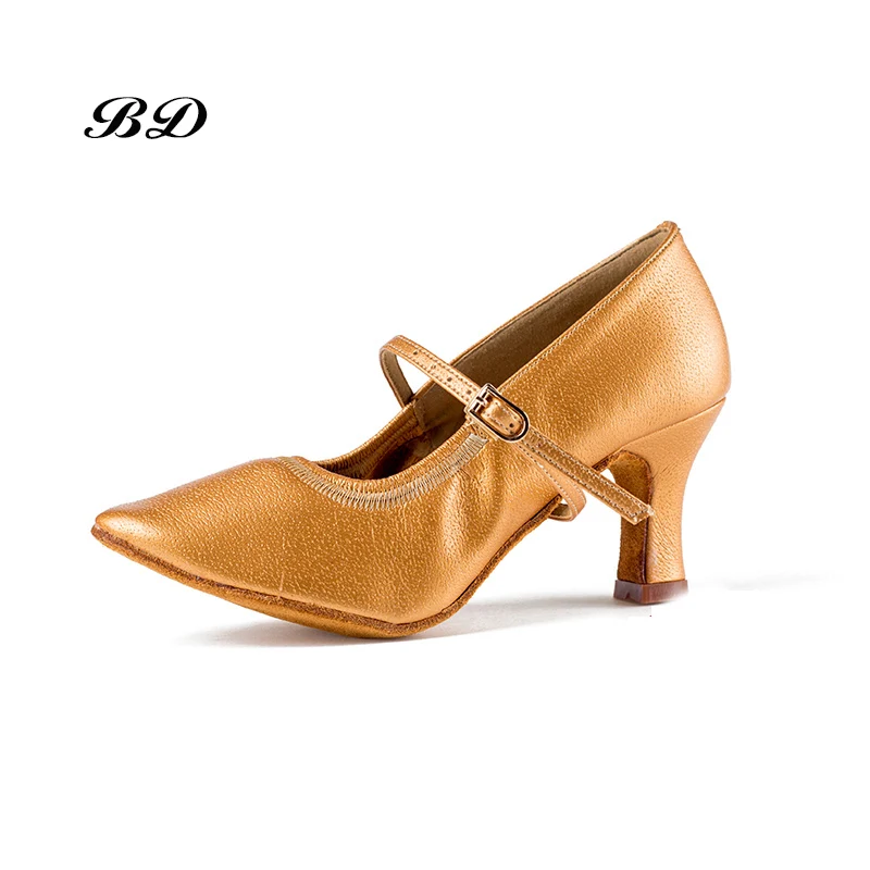 Mulher sapatos tênis de dança sapatos de salão mulher latina sapato de couro único anti-skid wear garantia autêntica bd 125 calcanhar 5.5 cm