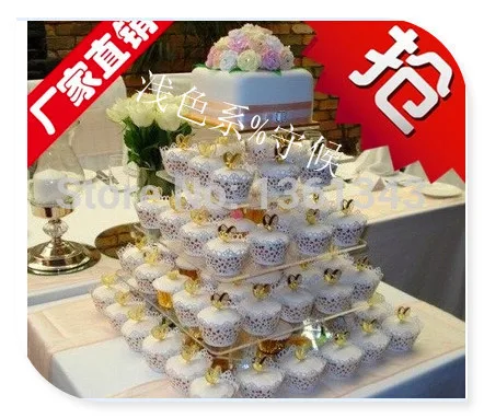 Hot selling free shopping/5 Tier Square Cake Stand or Cupcake Stand / Acrylic Square Cake Decoration Wedding Cup Cake Stands