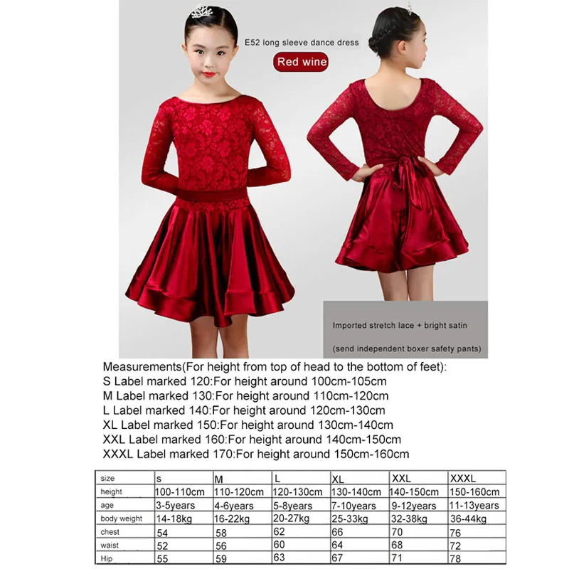 New Girl Latin Dance Dress Girls Ballroom Skirt Dress Girls Satin Bright Satin Fabric Dance Skirt Costume Competition Dancewear