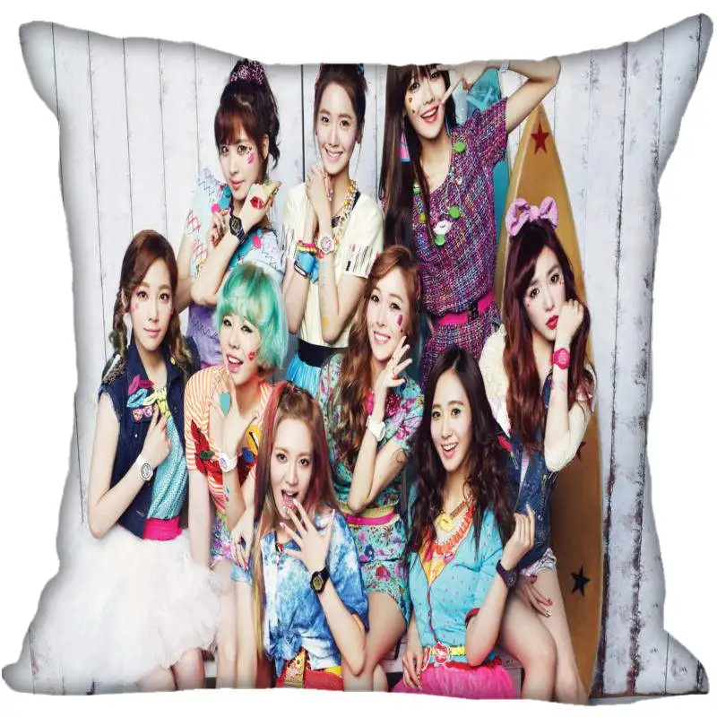 Fan Xi Hot Custom KPOP Girls' Generation Printed  Square Pillowcase Home Decorative zipper Satin Pillowcases (One Side)