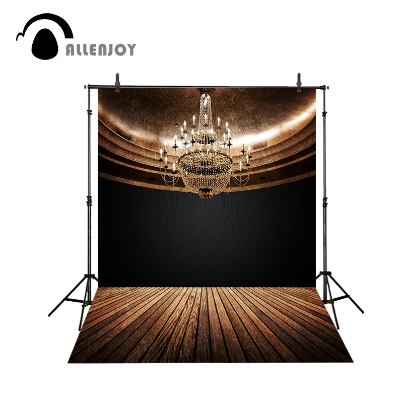 Allenjoy photography backdrops Chandelier Wooden floor Classical elegant black vintage background background studio background