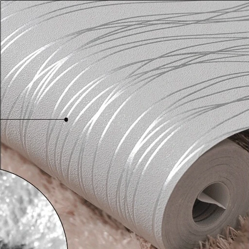 Plain Grey Silver Stripes Flocked Wallpaper Room Decor Modern Luxury Striped Texture Solid Gray Background Wall Paper Roll