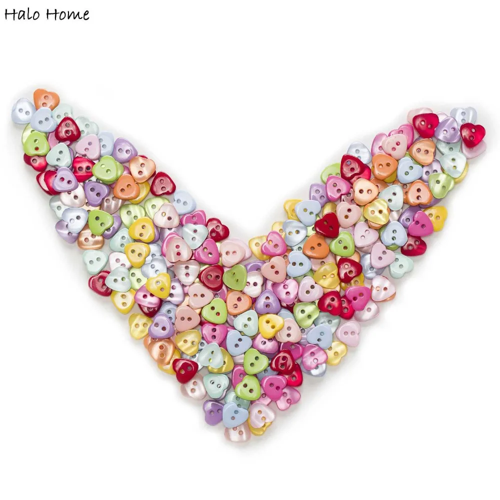 Heart Multi-Color Optional 50/100pcs 2 Holes Resin Buttons Home Decor Clothing Sewing Scrapbooking Card Making DIY 12x11mm