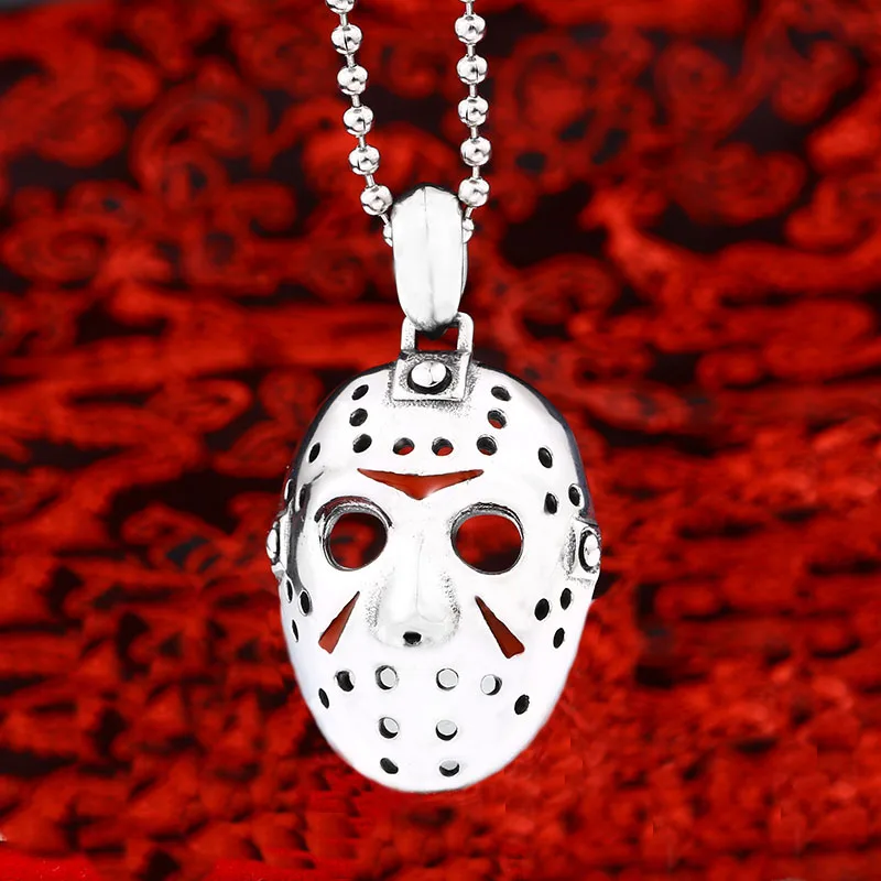 Steel soldier Halloween pendant Masquerade Mask jason Voorhees stainless steel chain men punk Hockey charms jewelry