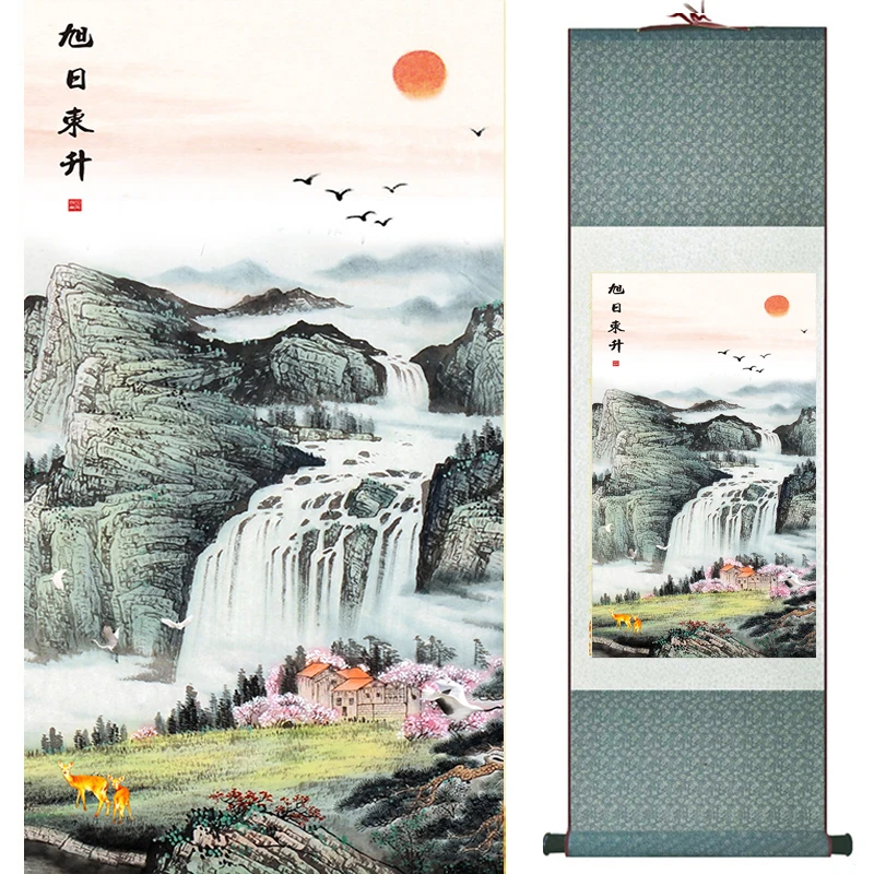 Top quality crane and great Wall  Painting Home Office Decoration Chinese scroll painting  landscape painting  040718