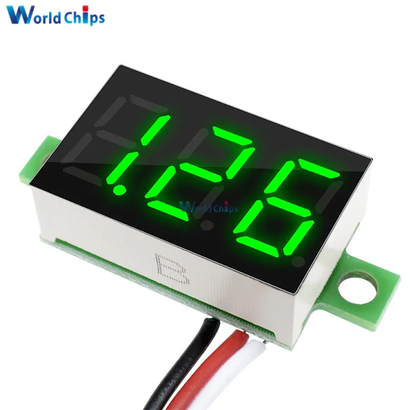 0.36 inch 3 Wires DC 0-30V Green LED Panel Voltage Meter 3-Digital Display Voltmeter Freee Shipping