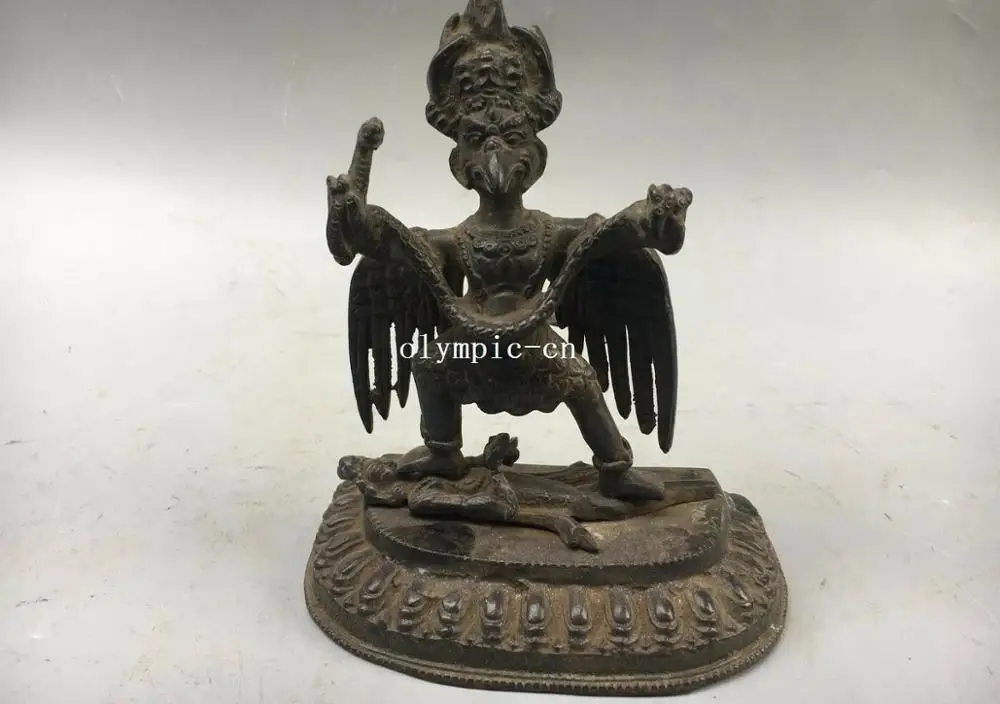 7'' bronze copper tibetan buddhism bird winged suparna Garuda Dhwaja buddha