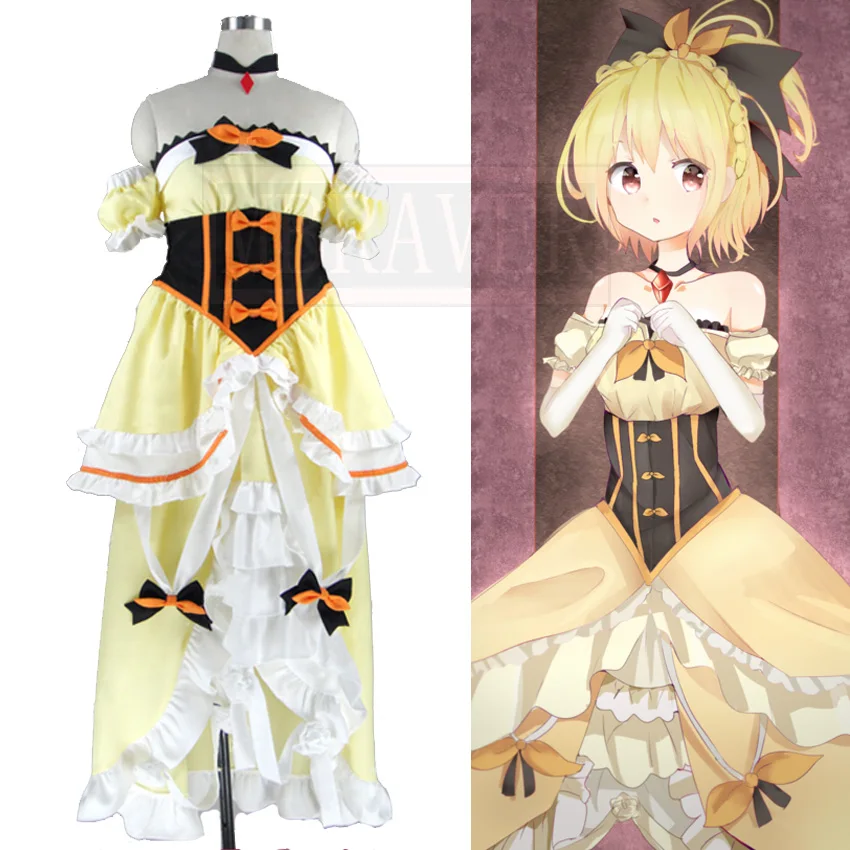 

Re:Zero Starting Life in Another World Royal Princess Felt Cosplay Costume Yellow Floor-length Princess Dress Halloween Costumes